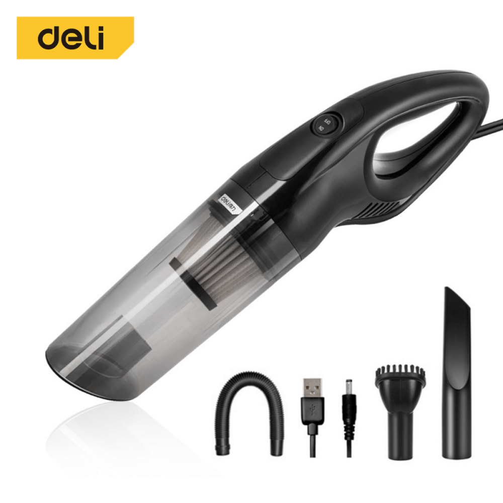 เครื่องดูดฝุ่นในรถ แบบมีสาย ปลั๊กหัวแจ็คที่จุดบุหรี่ DELI DL8081-BK-01 5000PA สีดำ_0